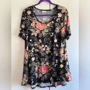 Floral Black and Pink Women's Top